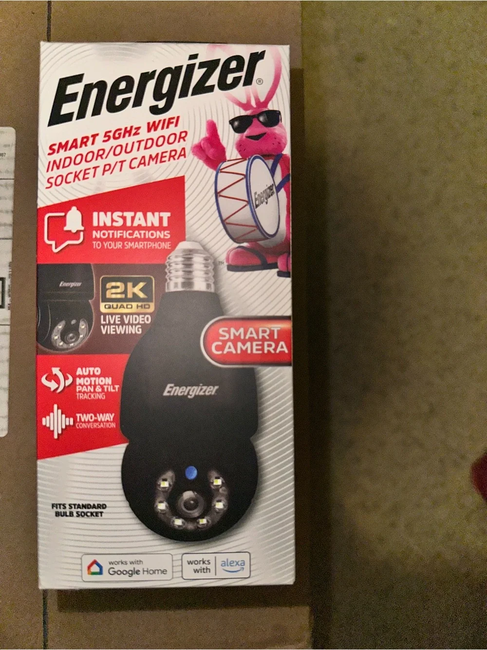 Energizer Black Smart 5GHz WiFi Indoor/Outdoor Socket PT Camera